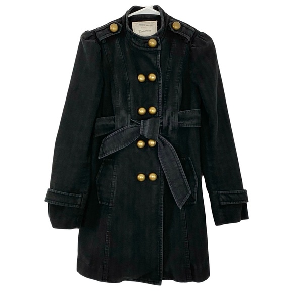 Anthropologie Cartonnier Military Jacket Womens Size 4 Small Black Coat - Picture 1 of 15